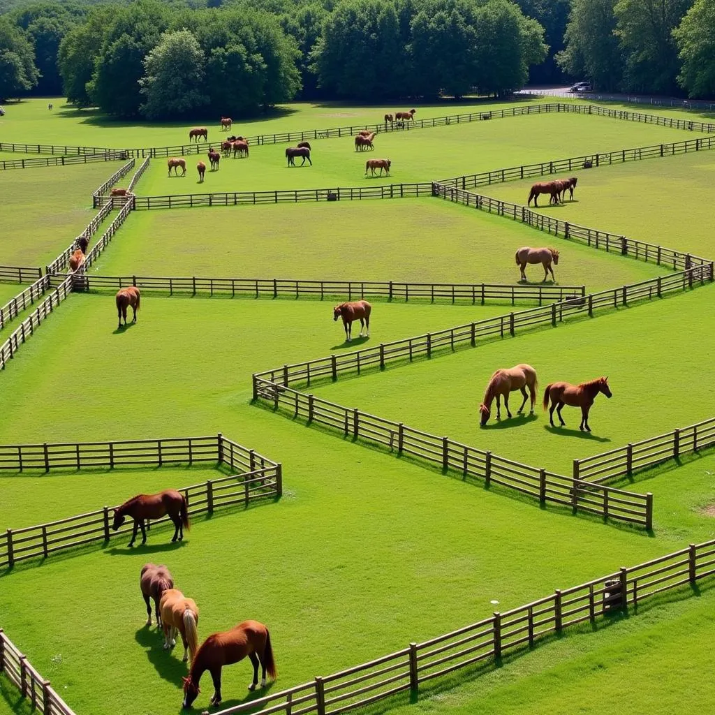 Horses grazing in a rotated pasture