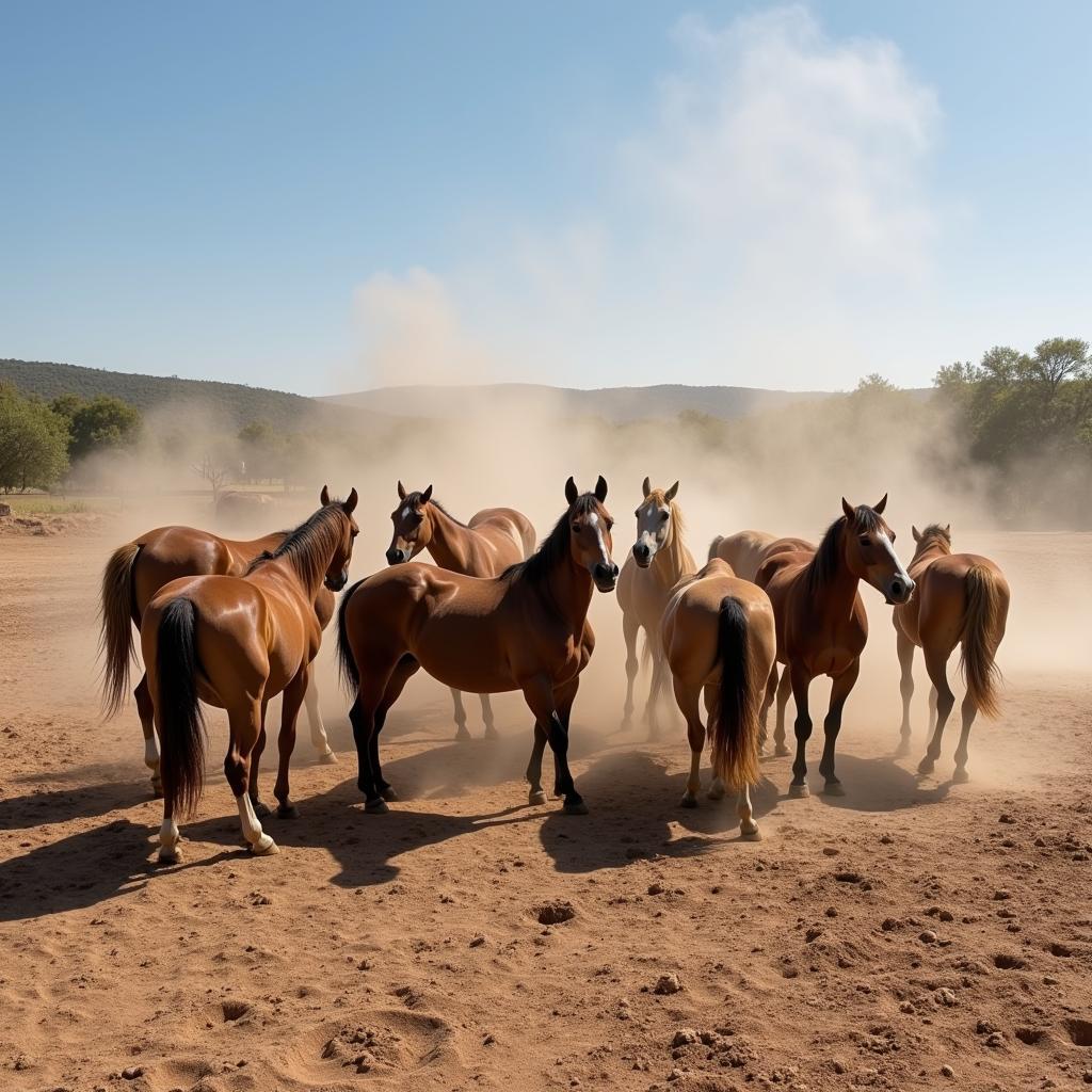 Horses Rolling in Field