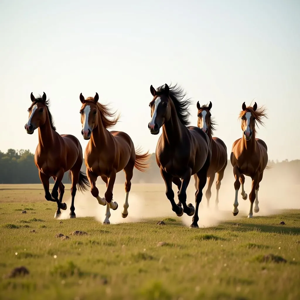 Horses Running in a Field