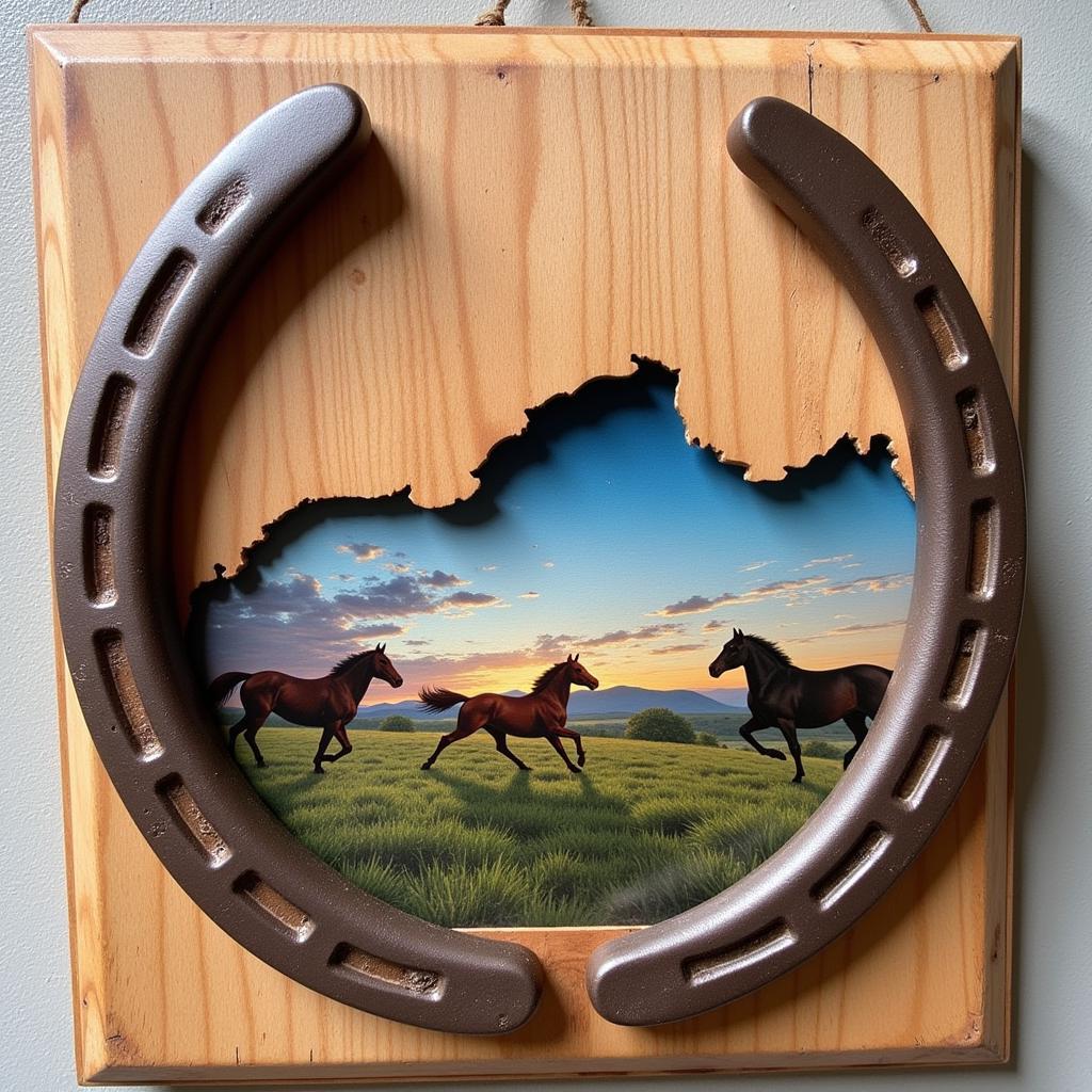 Decorative Horseshoe Wall Art Featuring Horses