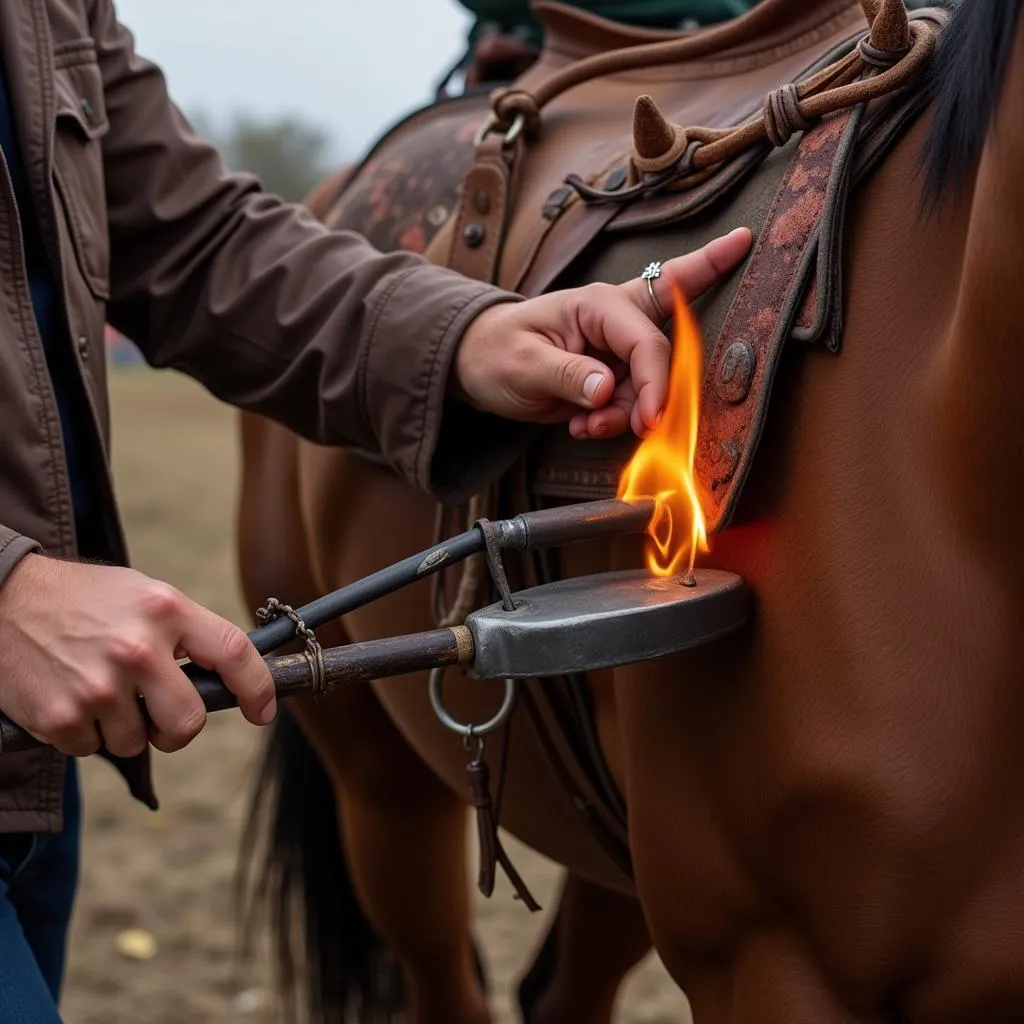 Branding with a hot iron