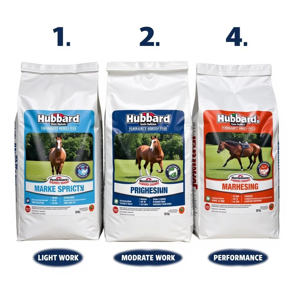 Bags of Hubbard Performance Horse Feed 