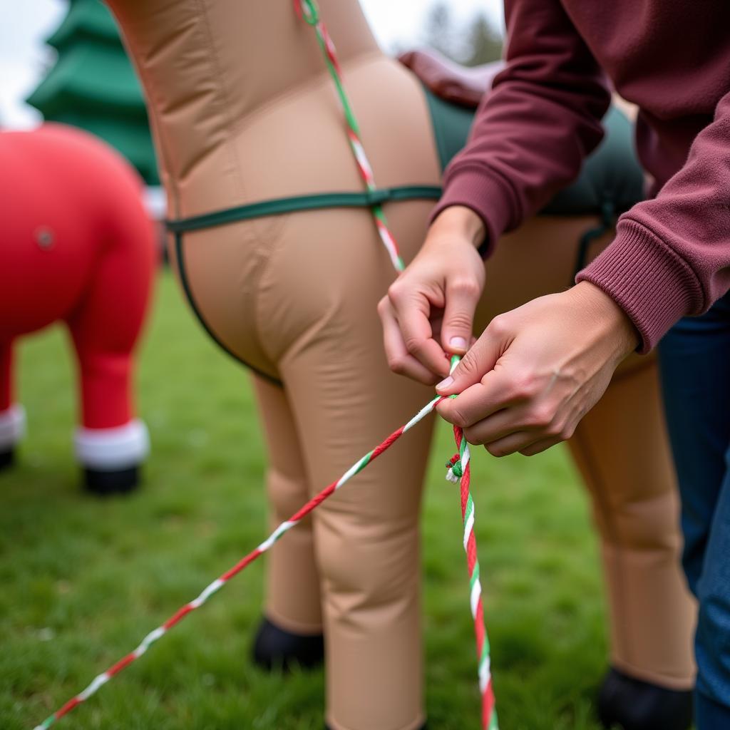 Setting Up an Inflatable Horse Christmas Decoration