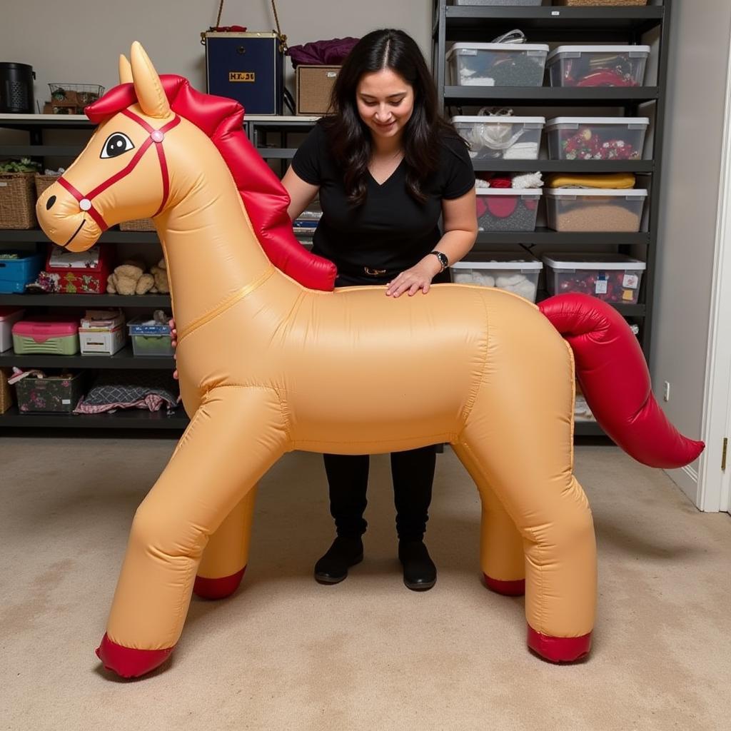 Storing an Inflatable Horse Christmas Decoration 