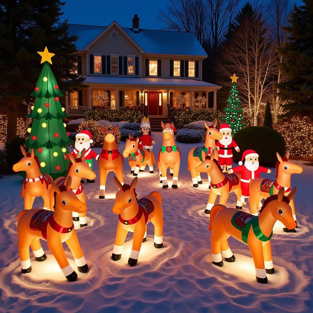 Variety of Inflatable Horse Christmas Decorations