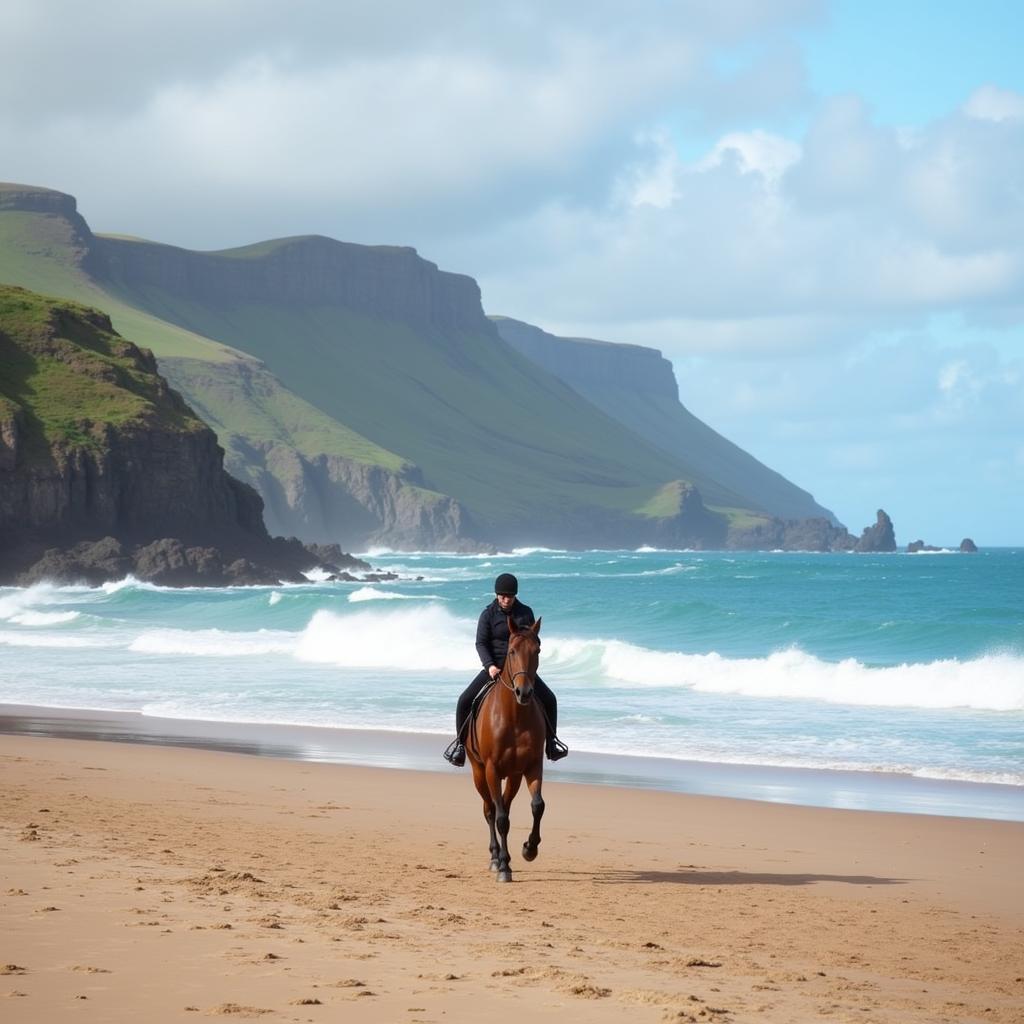 Horse riding along the Irish coast