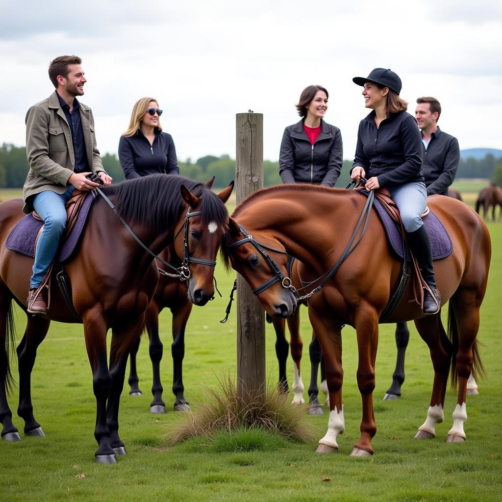 Group of riders socializing