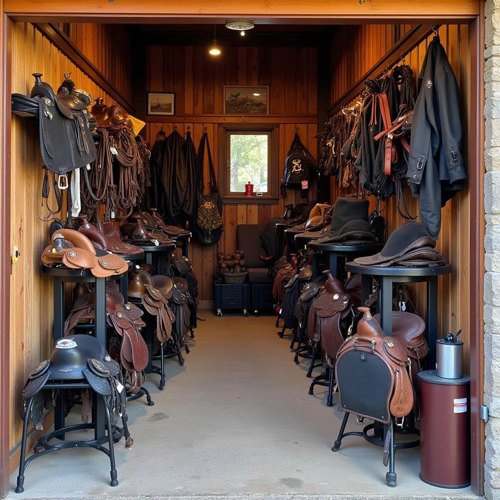 Horse equipment rental shop interior