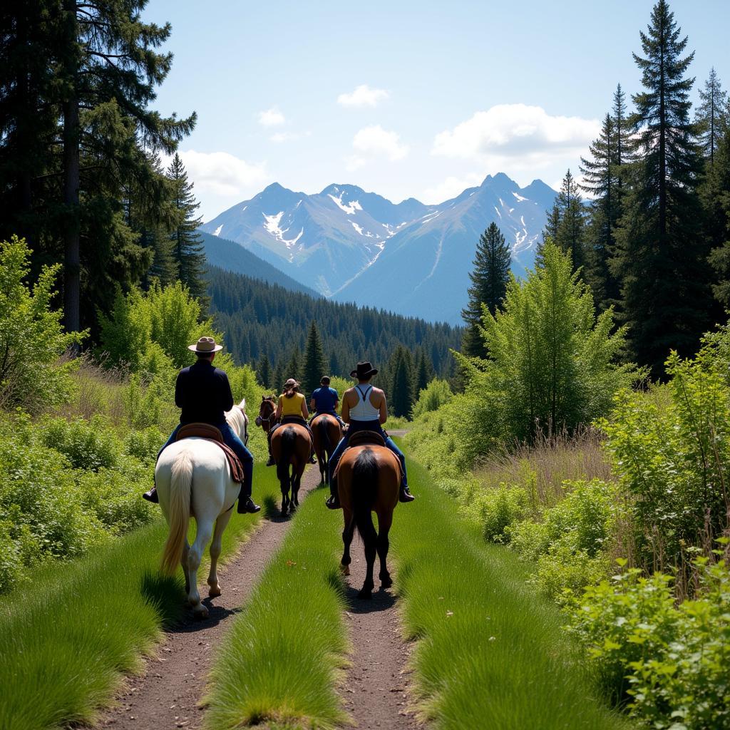 Horseback riding on the Iron Horse Trail in Cle Elum, Washington