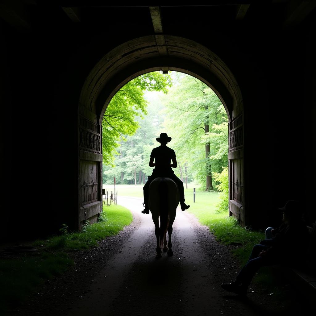 Horseback riding through a tunnel on the Iron Horse Trail in Cle Elum