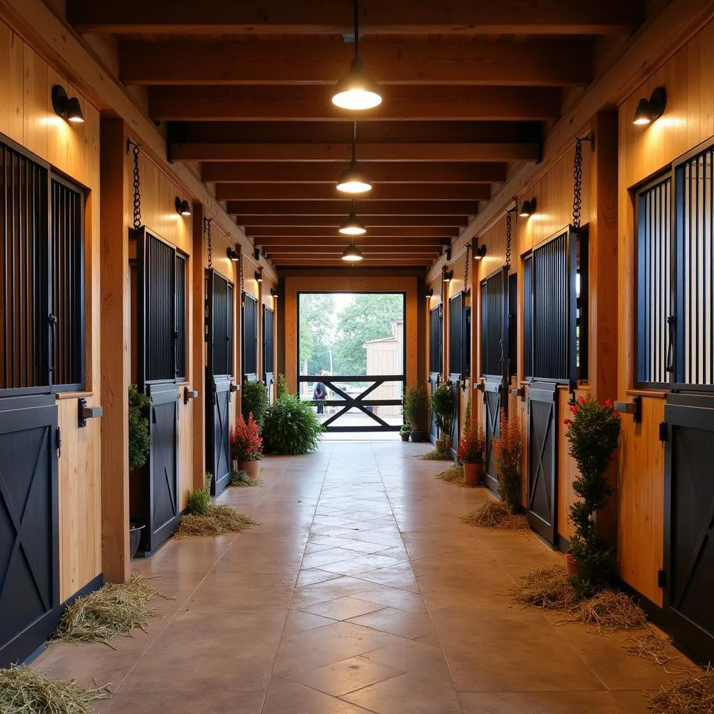 Interior view of a Jamco horse trailer focusing on features that enhance horse comfort such as padded dividers, spacious stalls, and ventilation systems