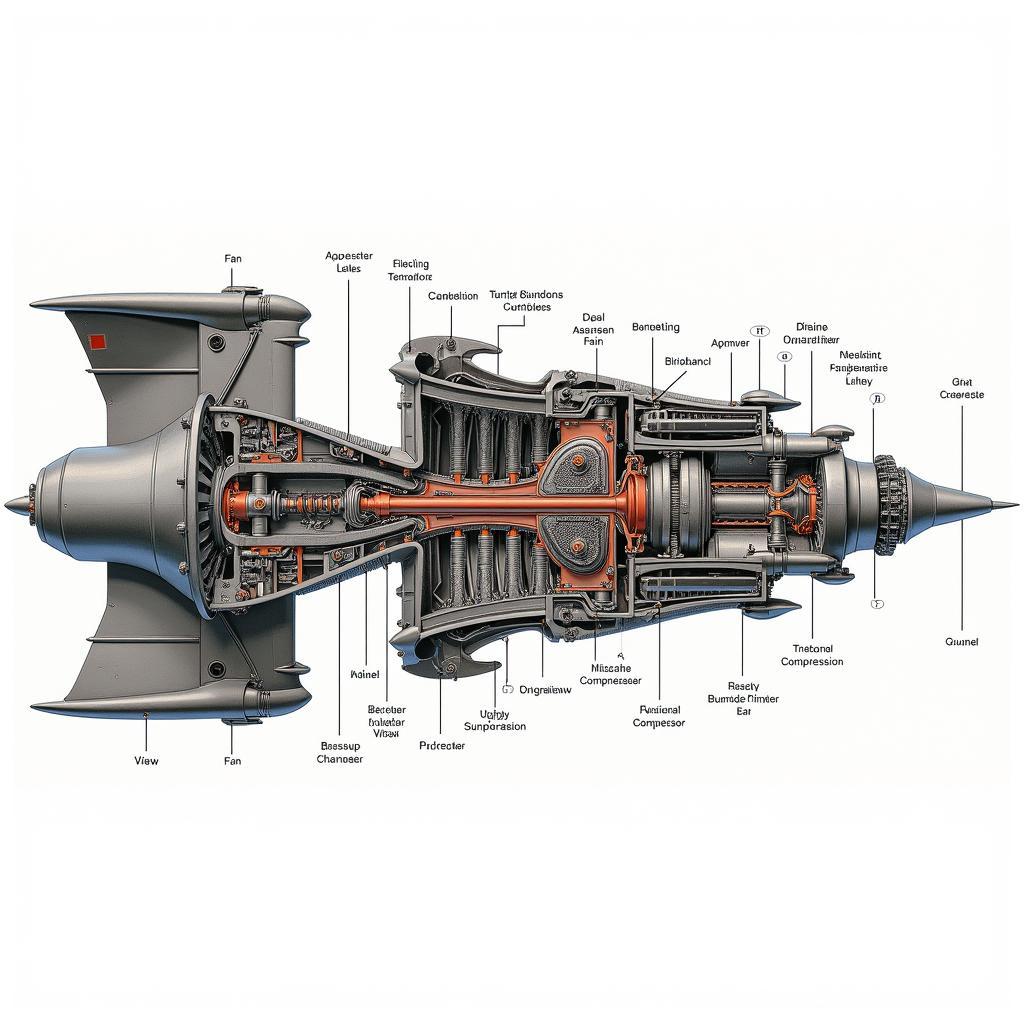 Diagram of a Turbofan Jet Engine