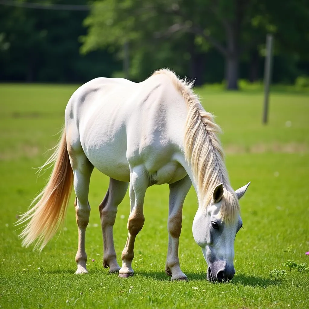 Kay White Horse Grazing in a Pasture