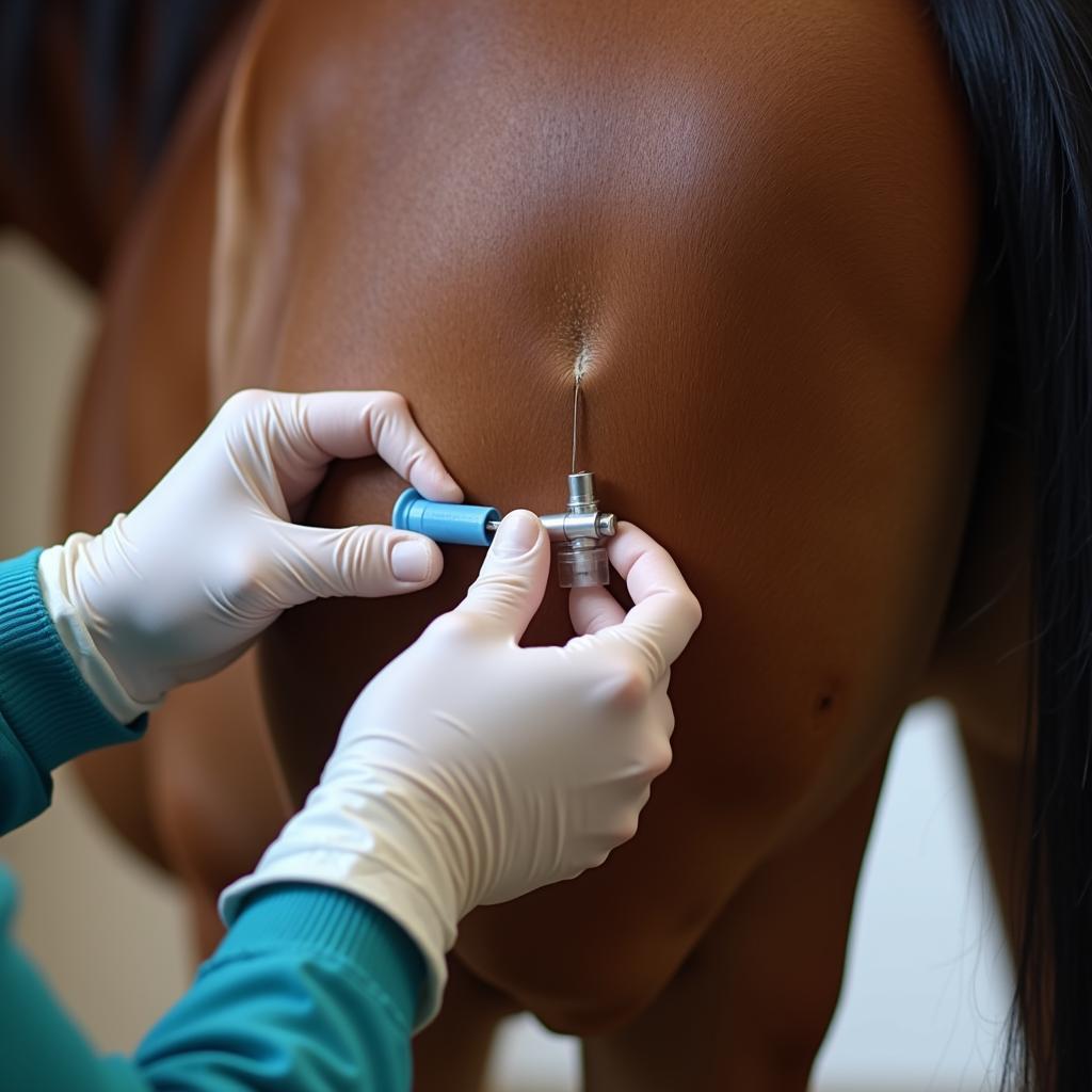 Veterinarian Administering Ketamine to a Horse