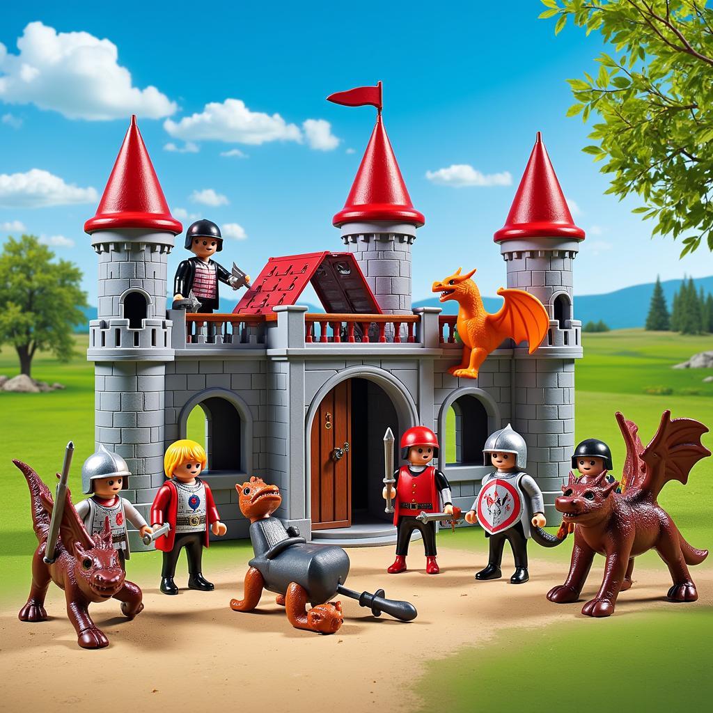 Medieval knight toy set with castle and accessories