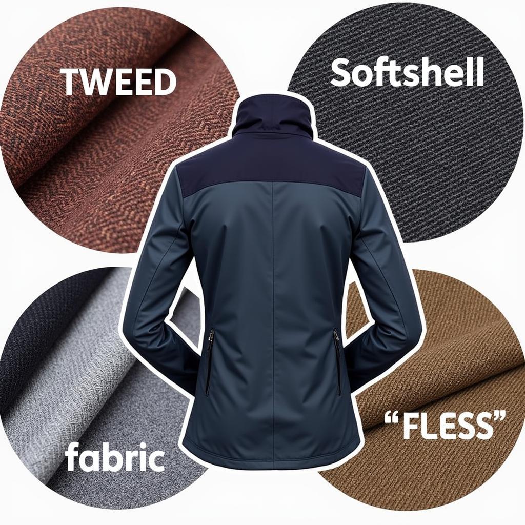 Close-up of various horse riding jacket fabrics