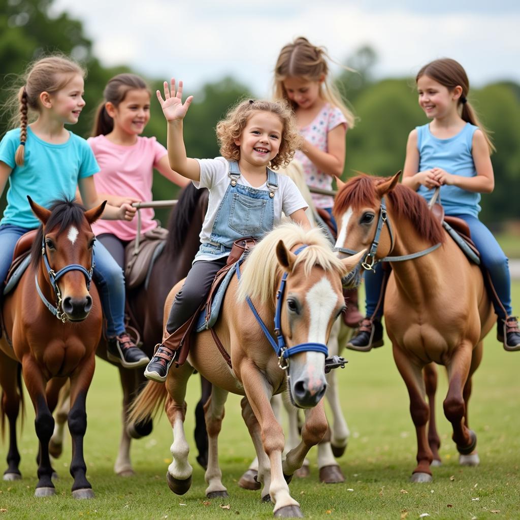 Children Enjoying Hobby Horsing