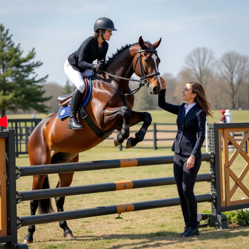 Leah Gyarmati training a horse for jumping