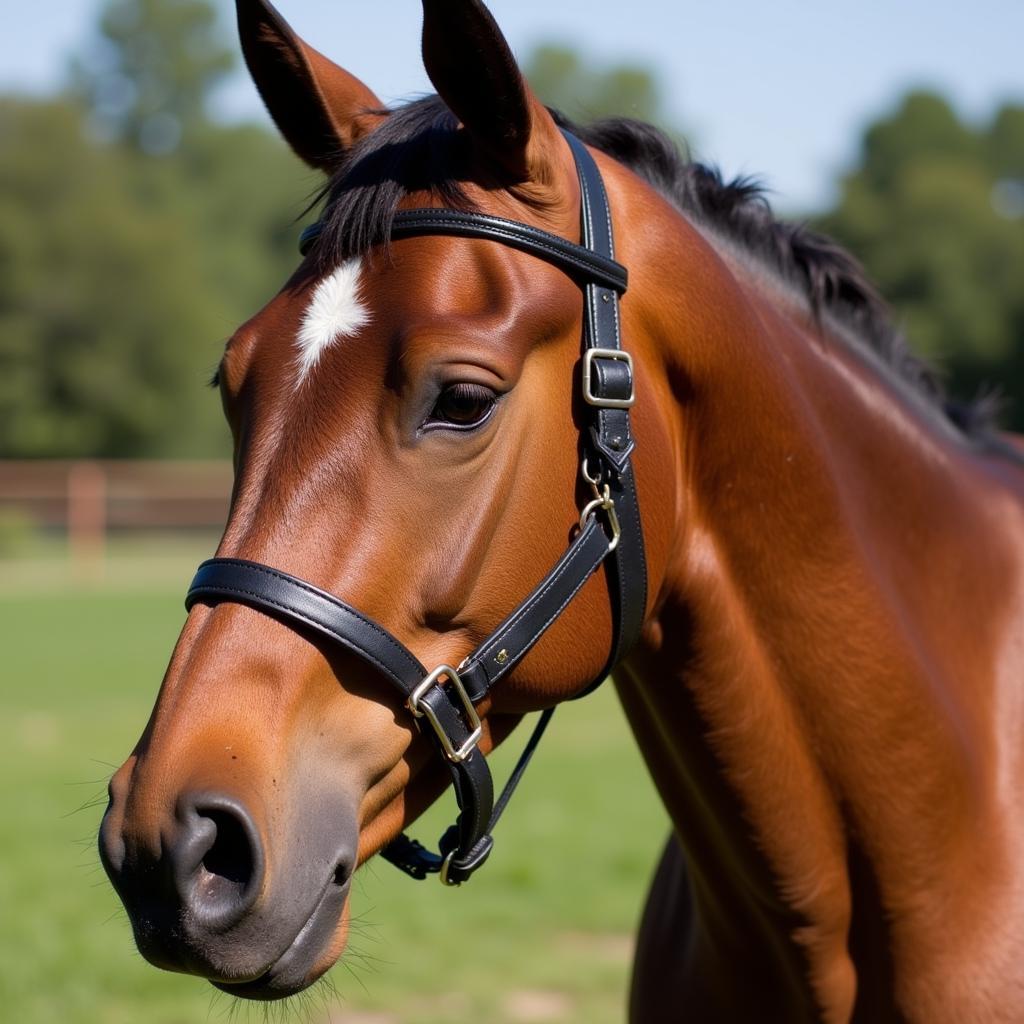 Leather Lemieux Halter on Horse