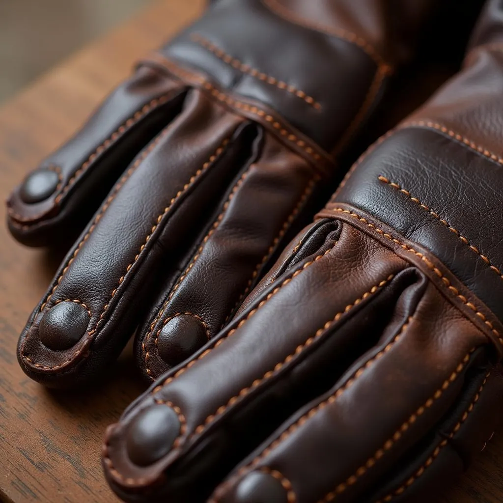 Close-up of Leather Riding Gloves