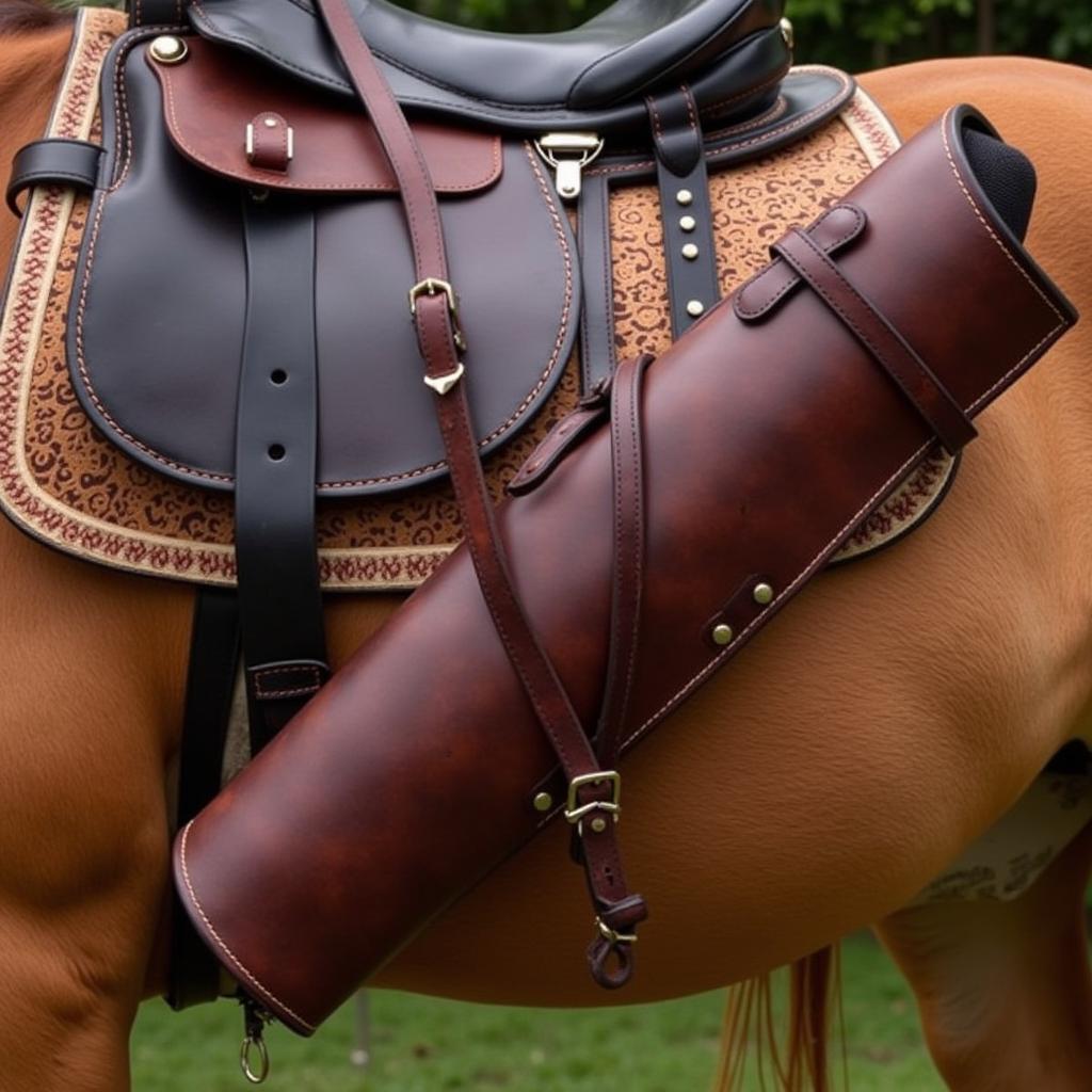 Leather Rifle Scabbard on Horseback