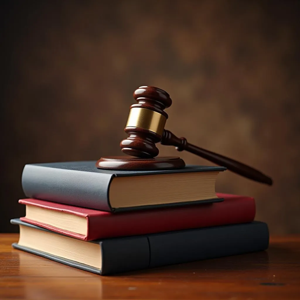 Legal books and gavel symbolizing justice