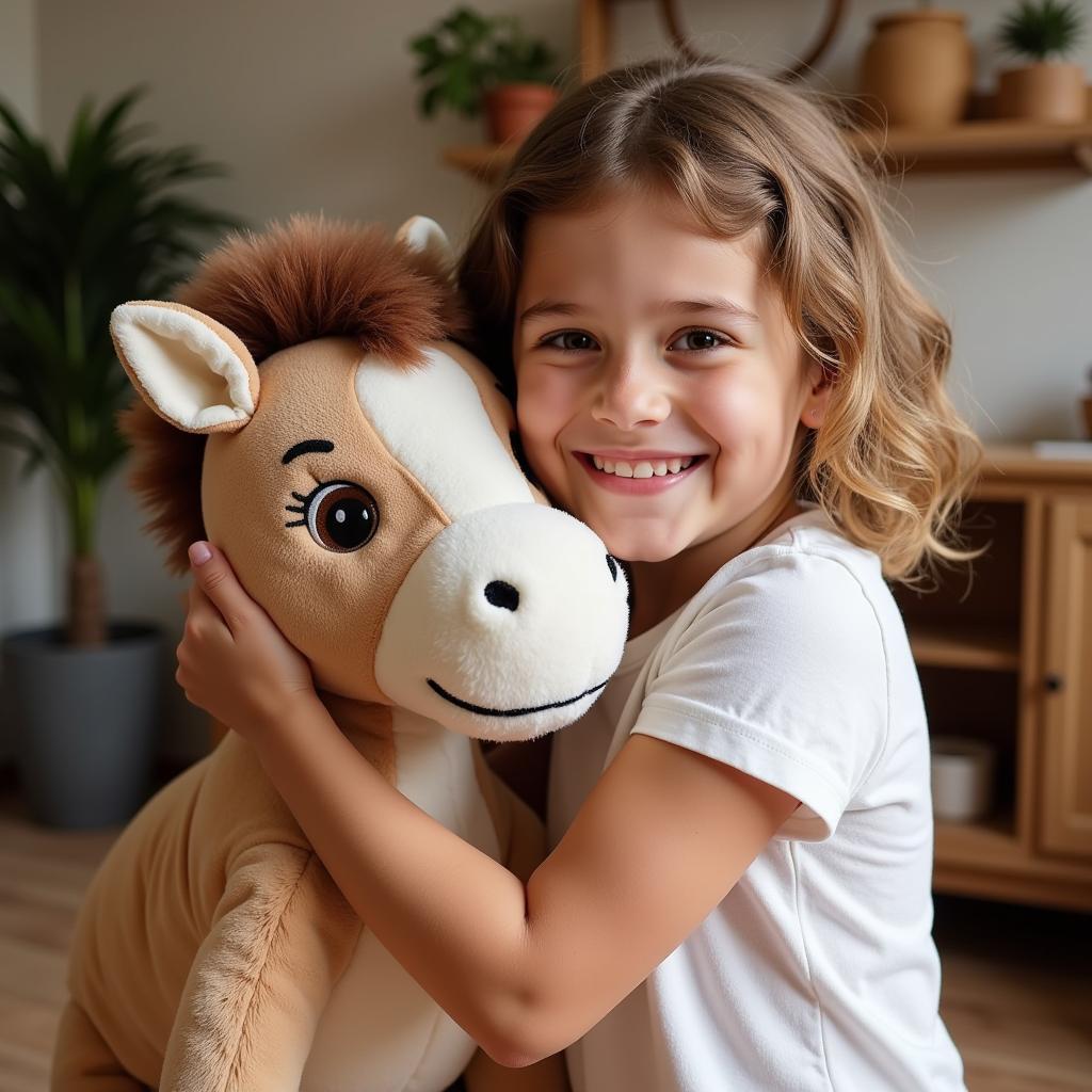 Little Girl Hugging her Bellzi Horse