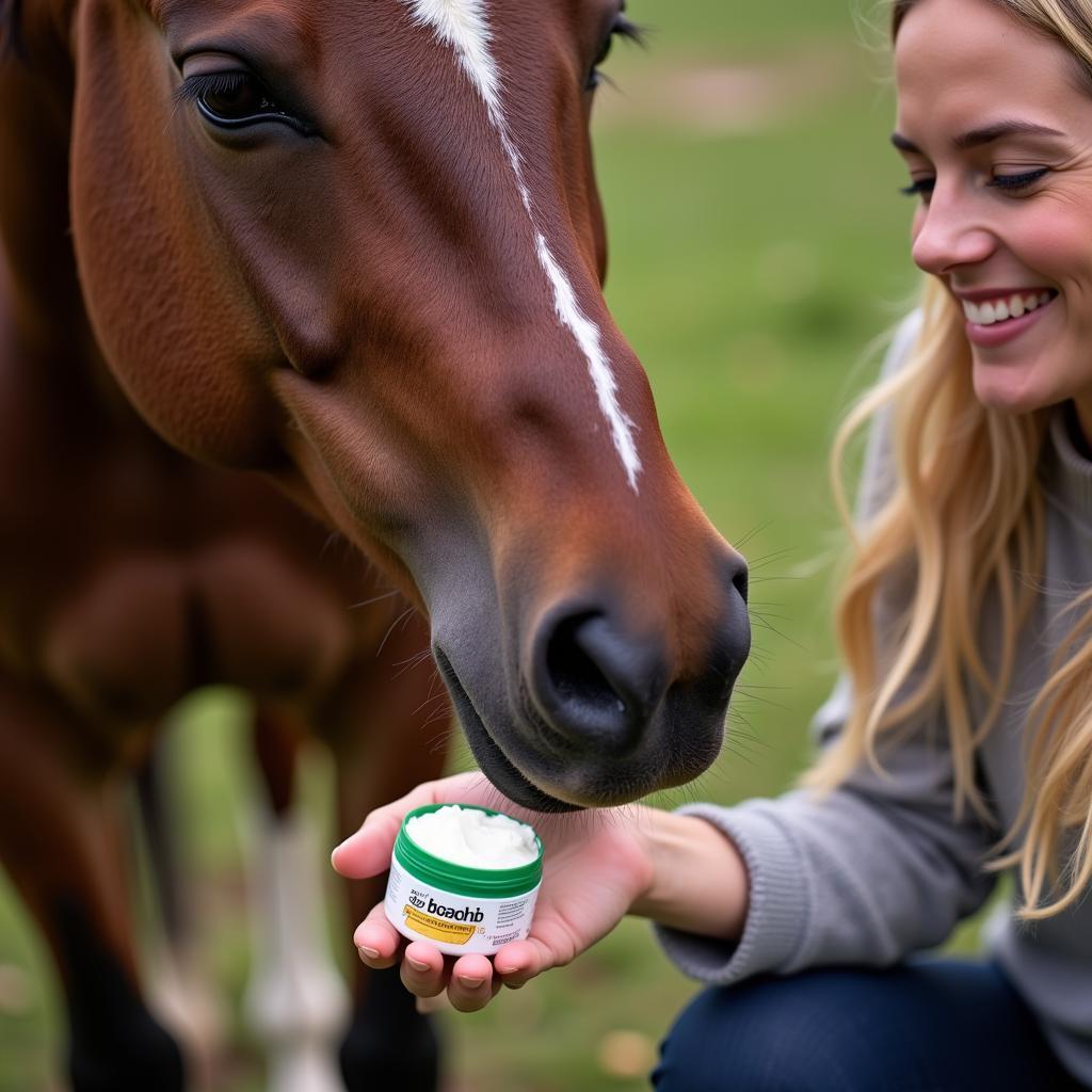 Horse receiving lixotinic supplement