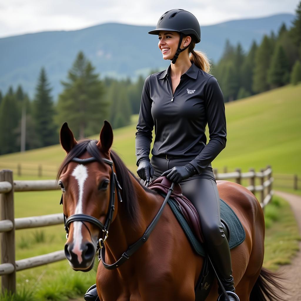 Women's long sleeve horse riding shirt