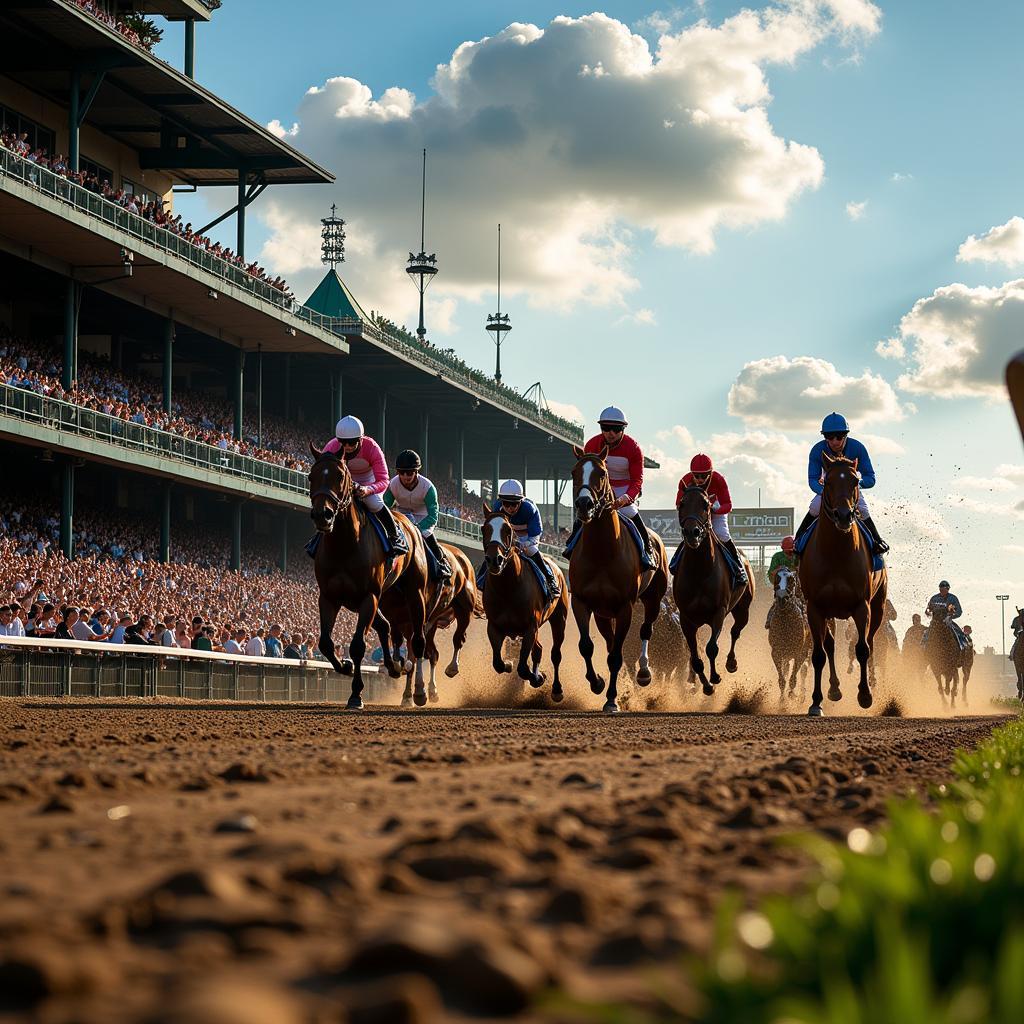 Thrilling finish at Louisiana Downs with a cheering crowd