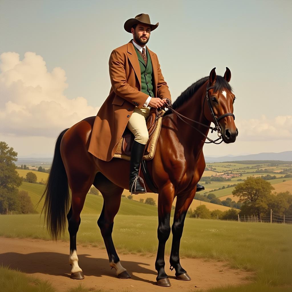 Realistic Portrait of a Man with Horse