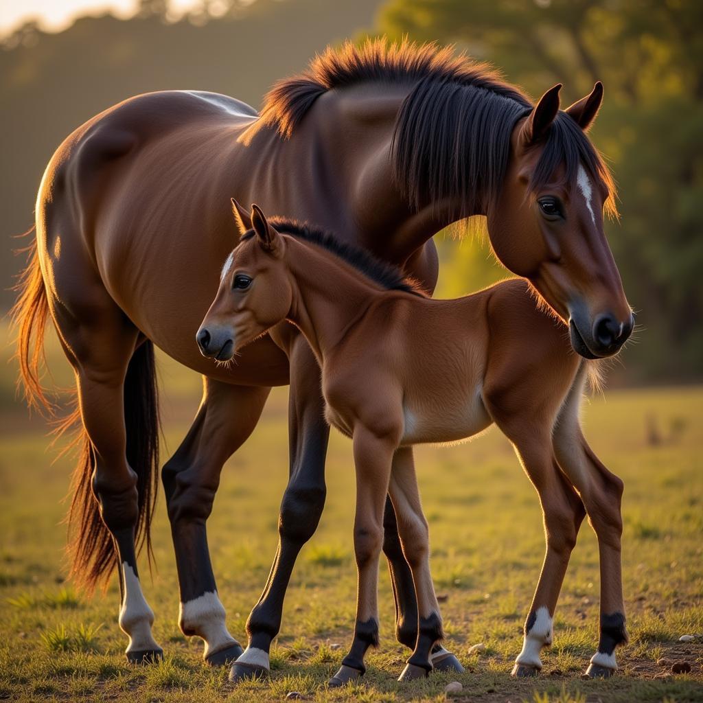 Mare and Newborn Foal