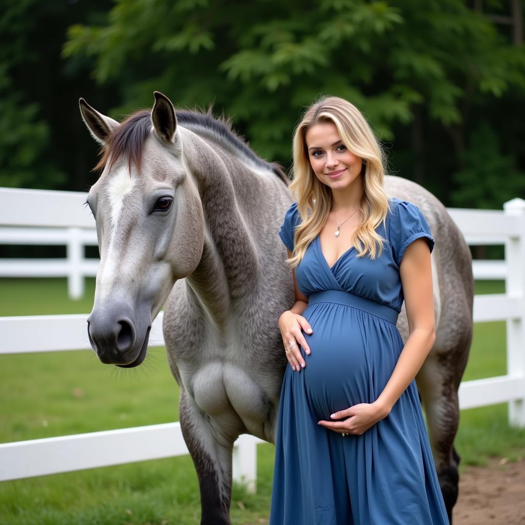 Mare and Owner During Maternity Photoshoot 