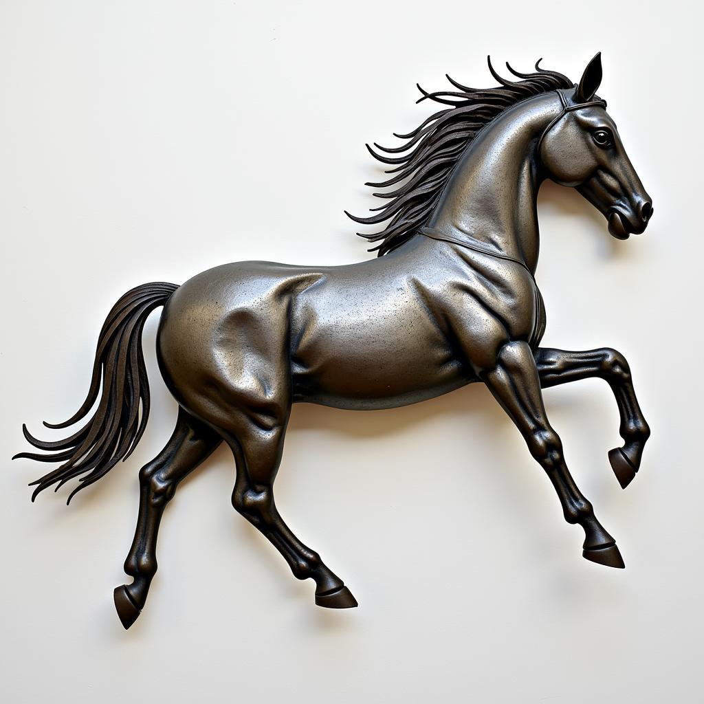 Metal horse sculpture wall art