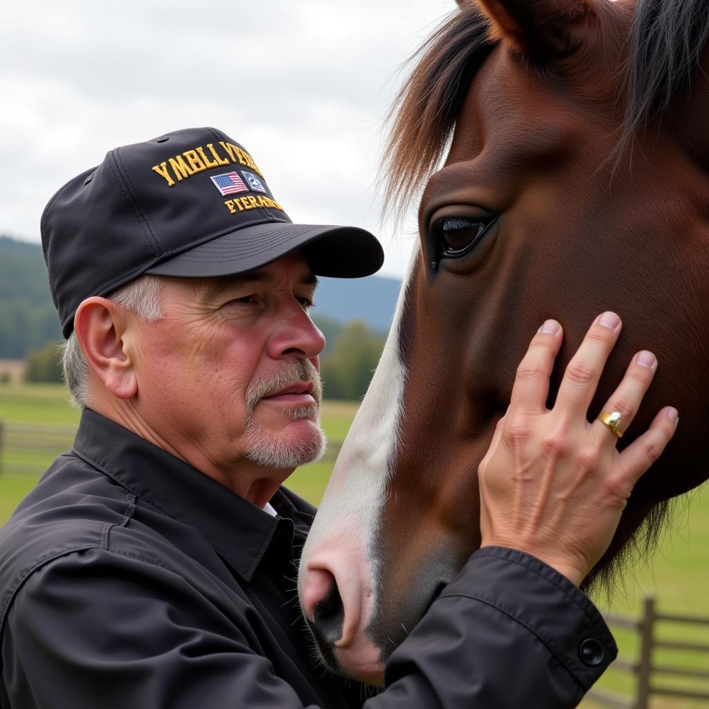 Veteran Connecting with a Horse through Micah Fink Heroes and Horses