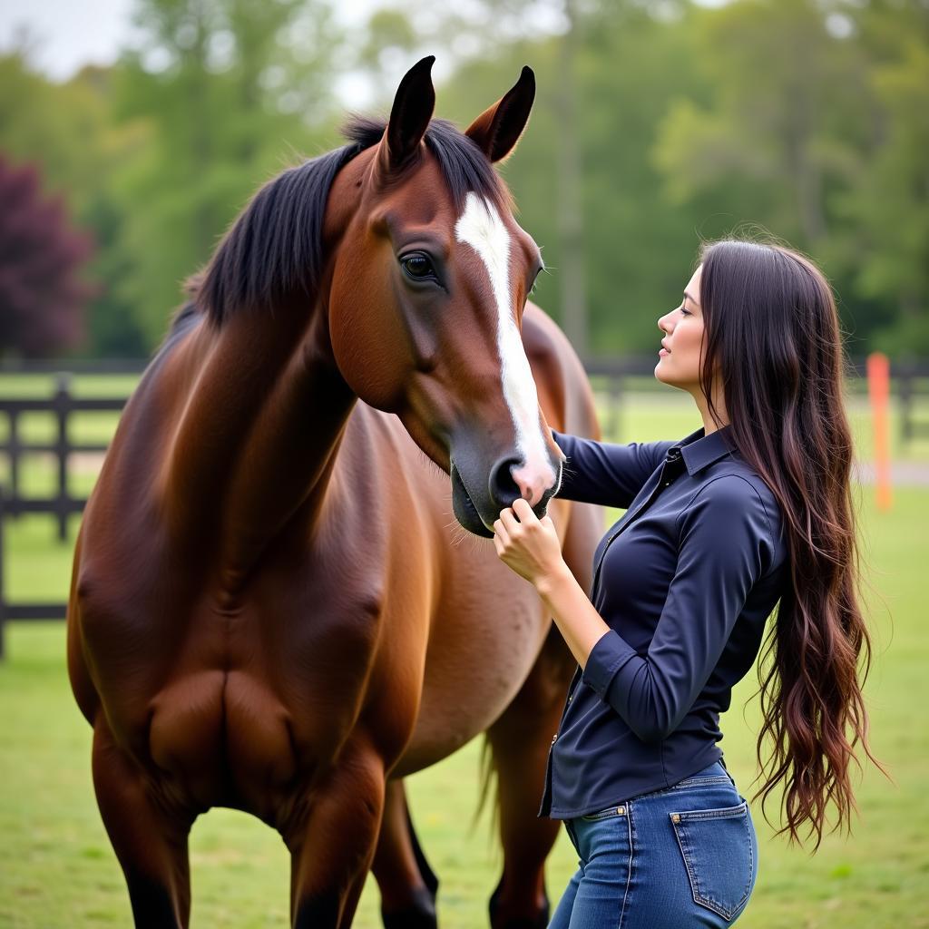 Michigan Equestrian Evaluating a Horse for Adoption