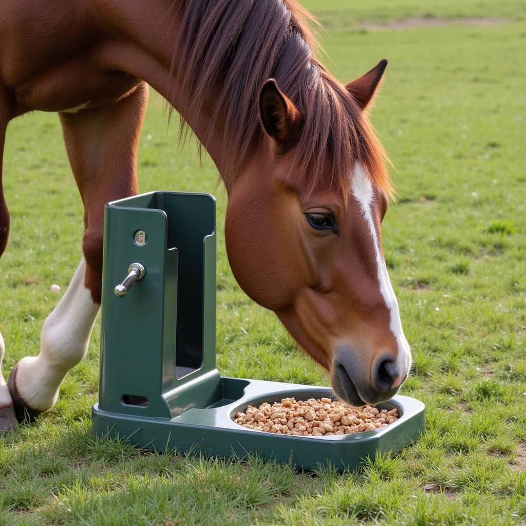 Mini Horse Enjoying Feeder