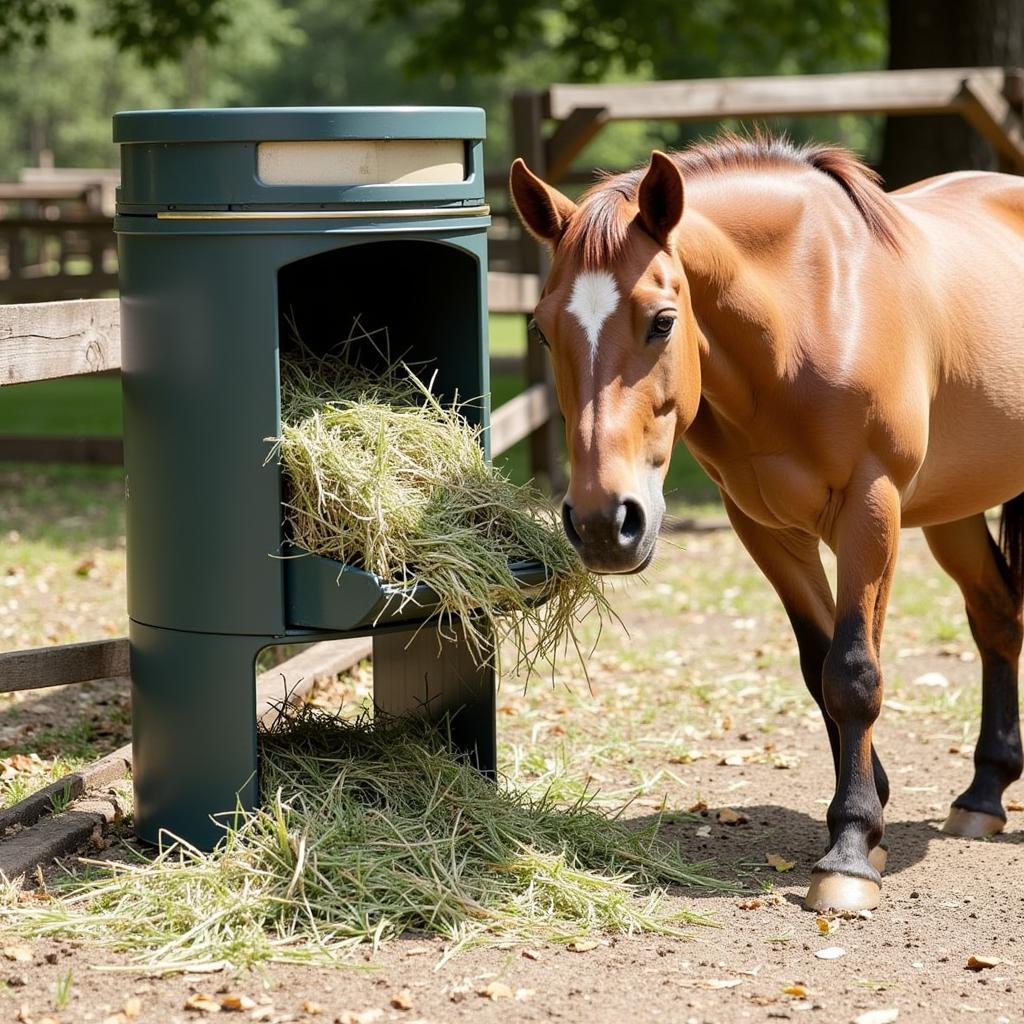 Mini Horse with Hay Feeder