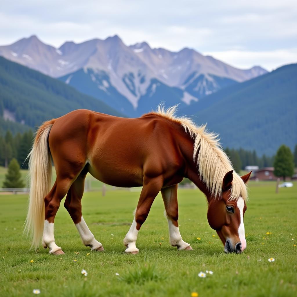 Miniature Horse Grazing in Colorado Landscape