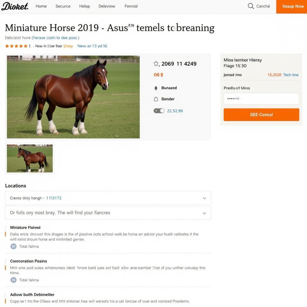 Screenshot of an online listing for a miniature horse for sale