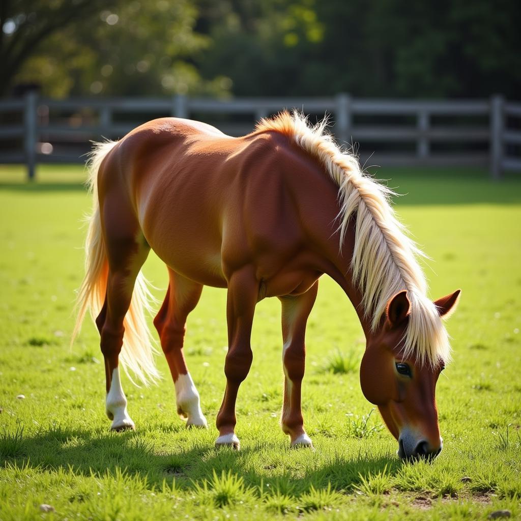 Miniature Horse Grazing in Florida Pasture