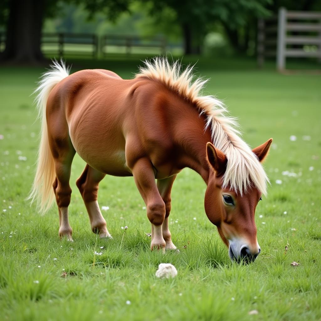 Miniature Horse Grazing Pasture