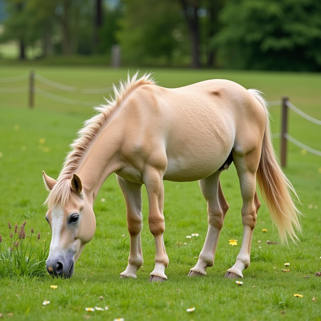 Pregnant Miniature Horse Grazing