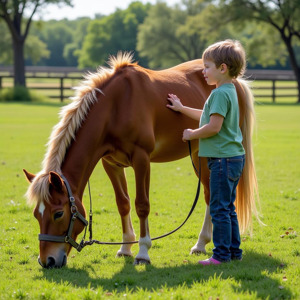 Miniature Horse Grazing on a Texas Ranch