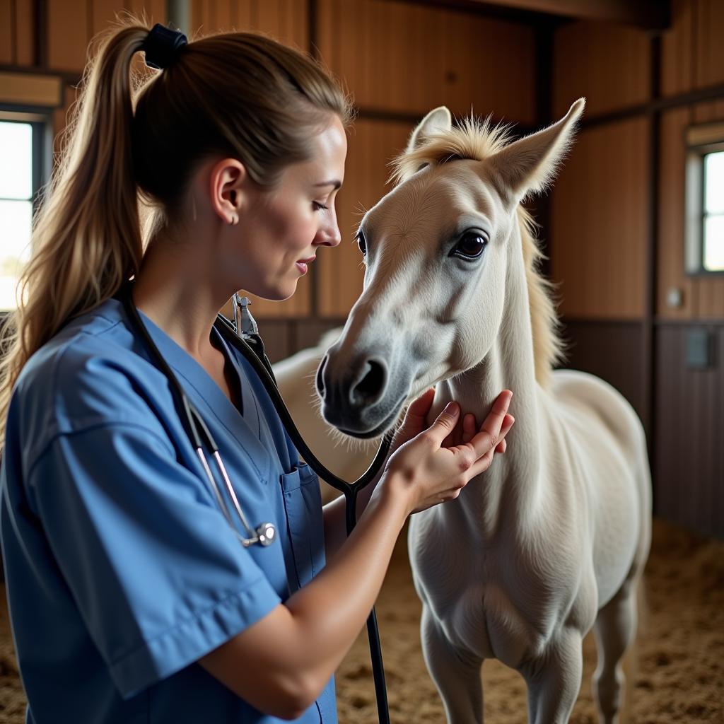 Veterinarian Examining a Miniature Horse