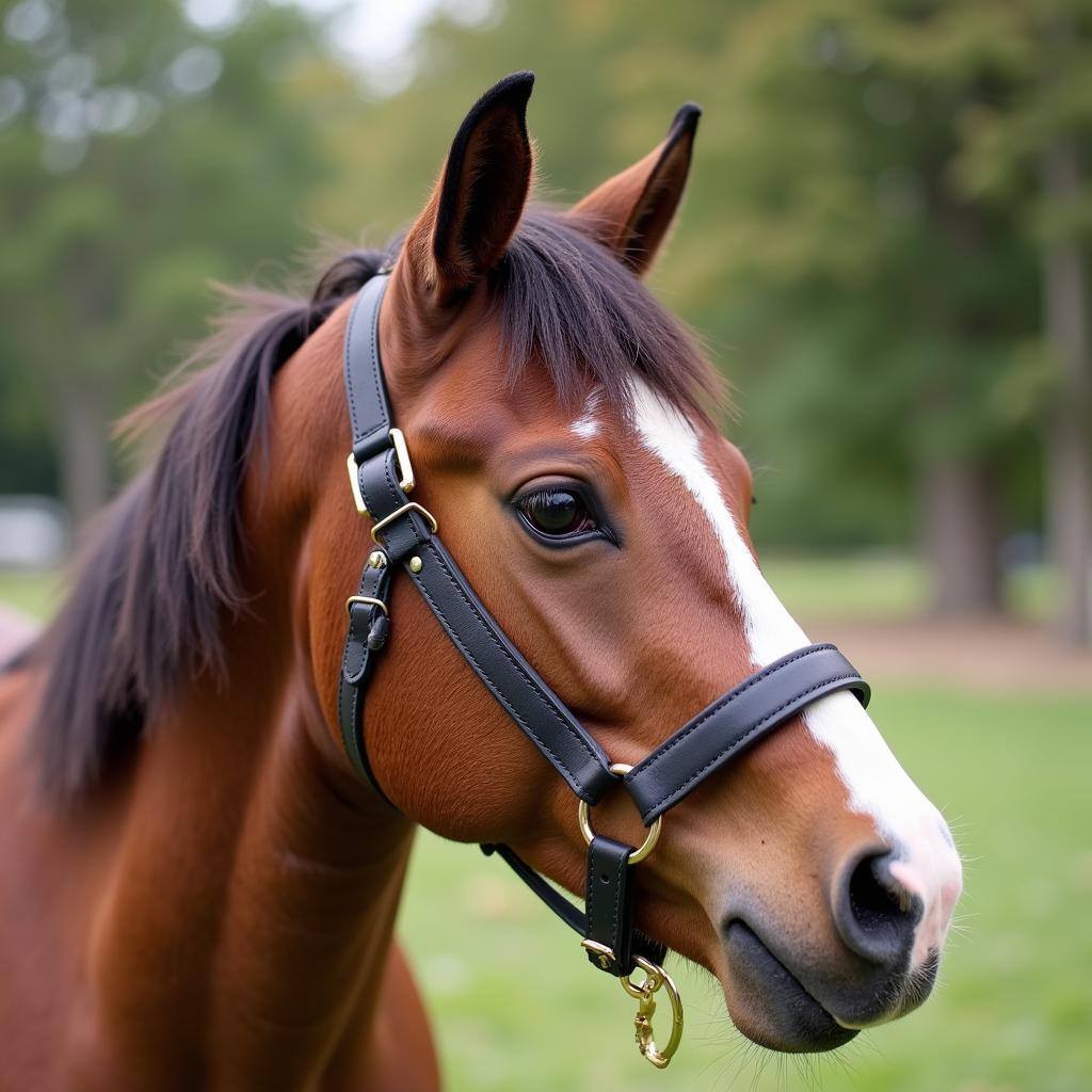 Miniature Horse Sporting a Leather Halter