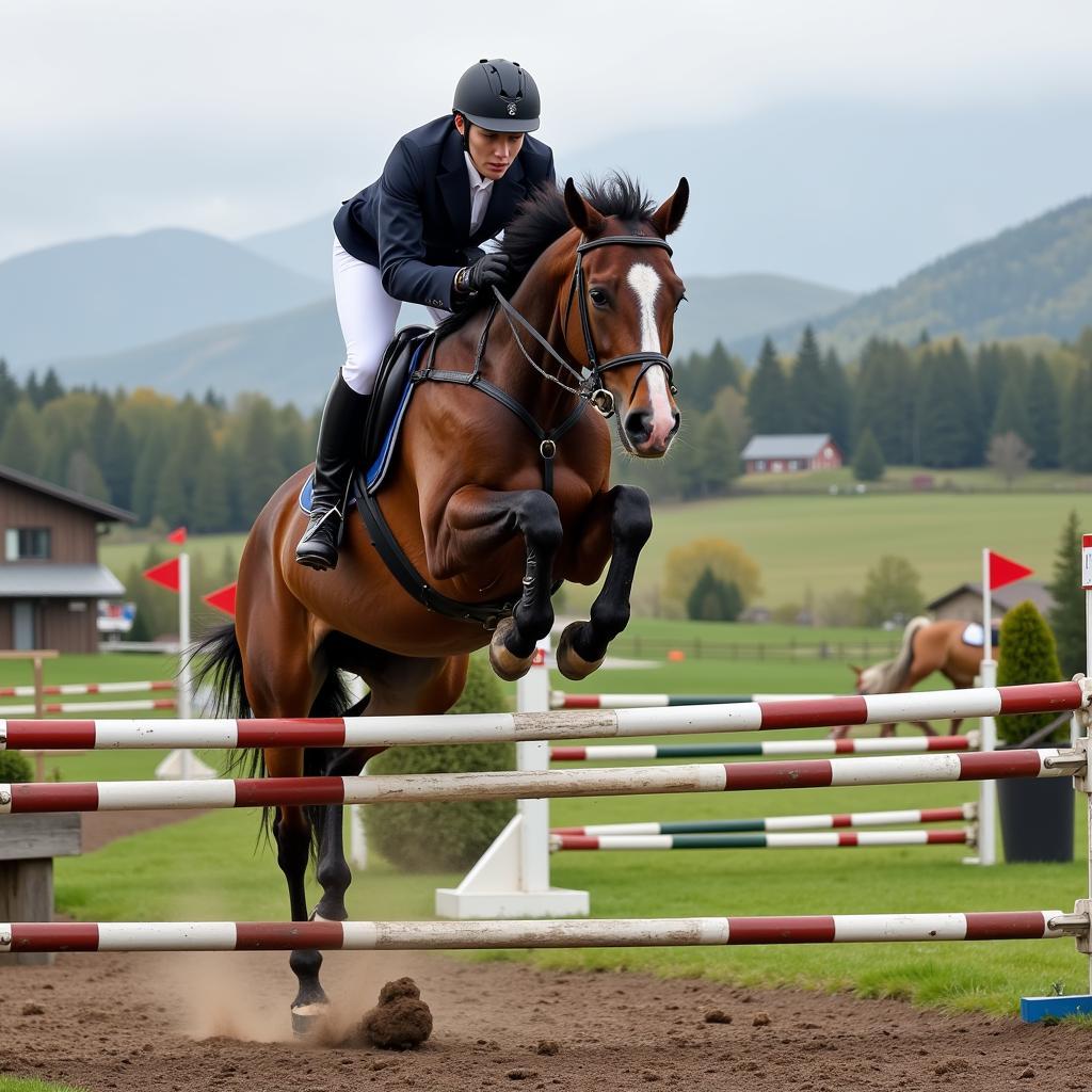 Modern Cross Country Rider Navigating a Course