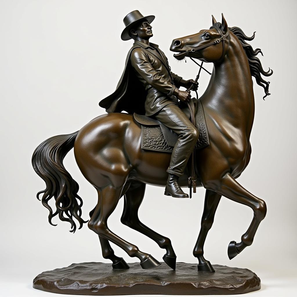 Modern Man and Horse Sculpture