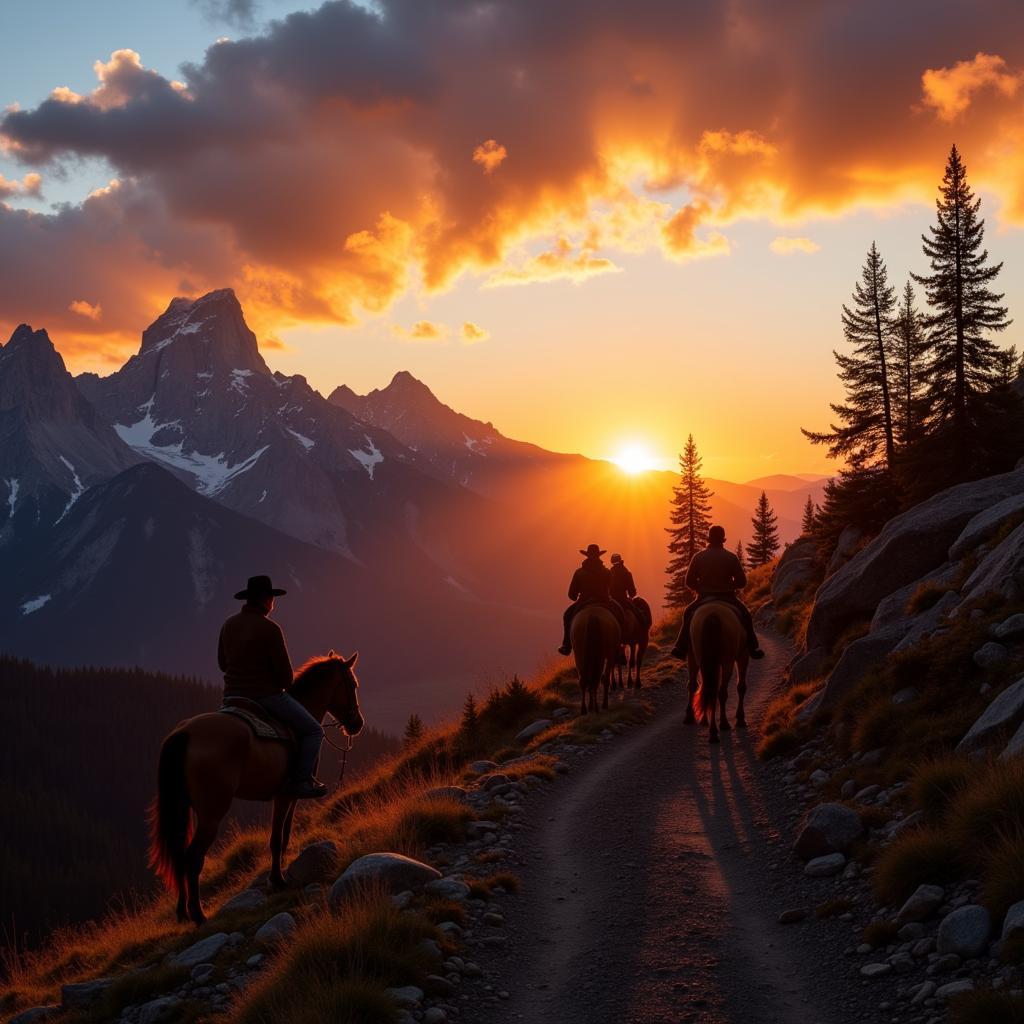 Horseback Riding on a Scenic Mountain Trail in Montana