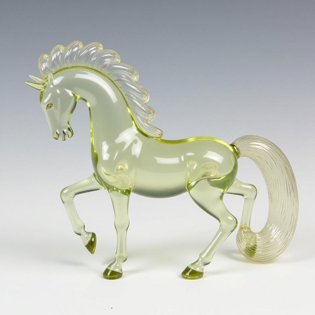 Murano glass horse figurine with a flowing mane and tail